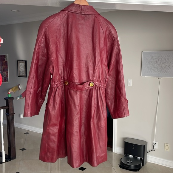 Real leather long jacket red - Picture 4 of 8